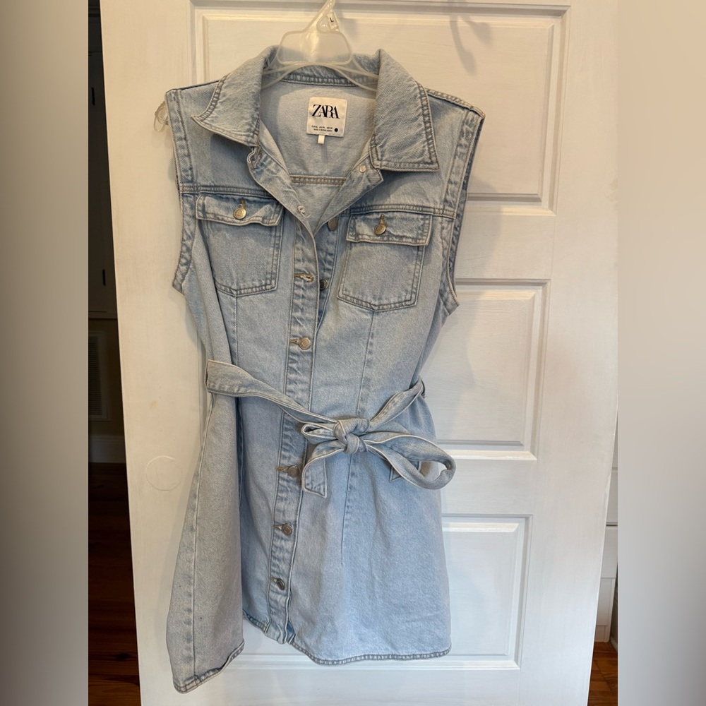 ZARA COLLARED DENIM MINI DRESS